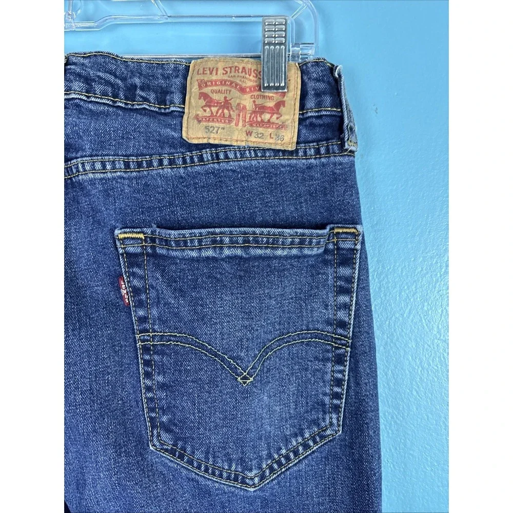 Levis Jeans Mens 32x36 Blue 527 Bootcut Western Cowboy Denim Dark Cotton